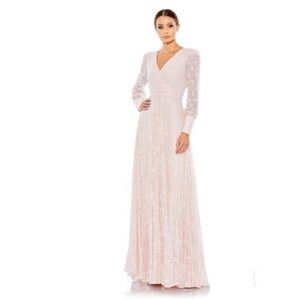 NWT Mac Duggal 93679D Beaded
Lace Long Sleeve Wrap Over Gown Sz 20‎ $798